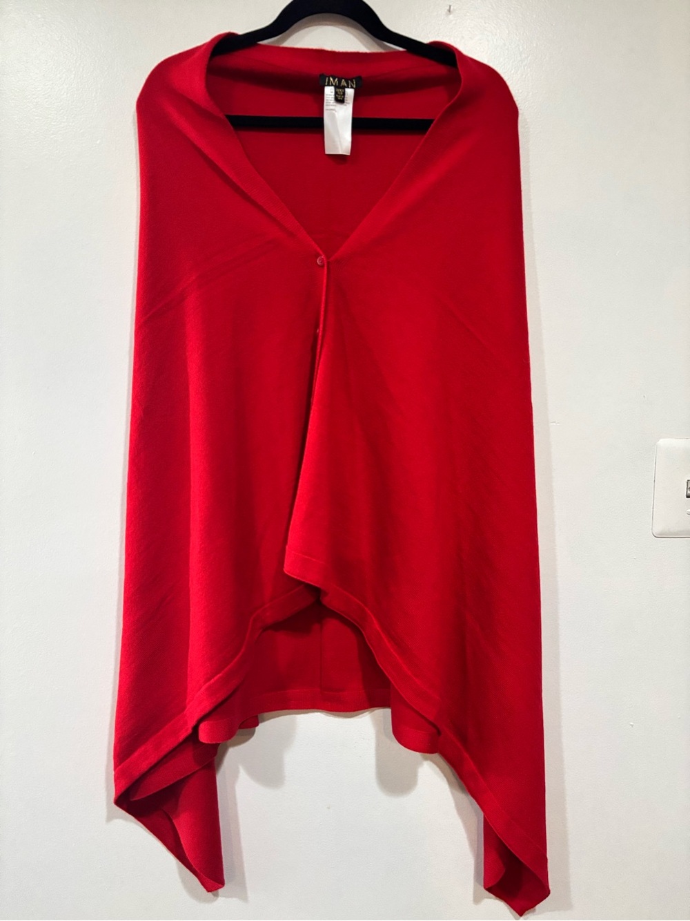 IMAN Soft N Chic OS Multi Wear Sweater Knit Wrap Convertible Poncho Cape Red
